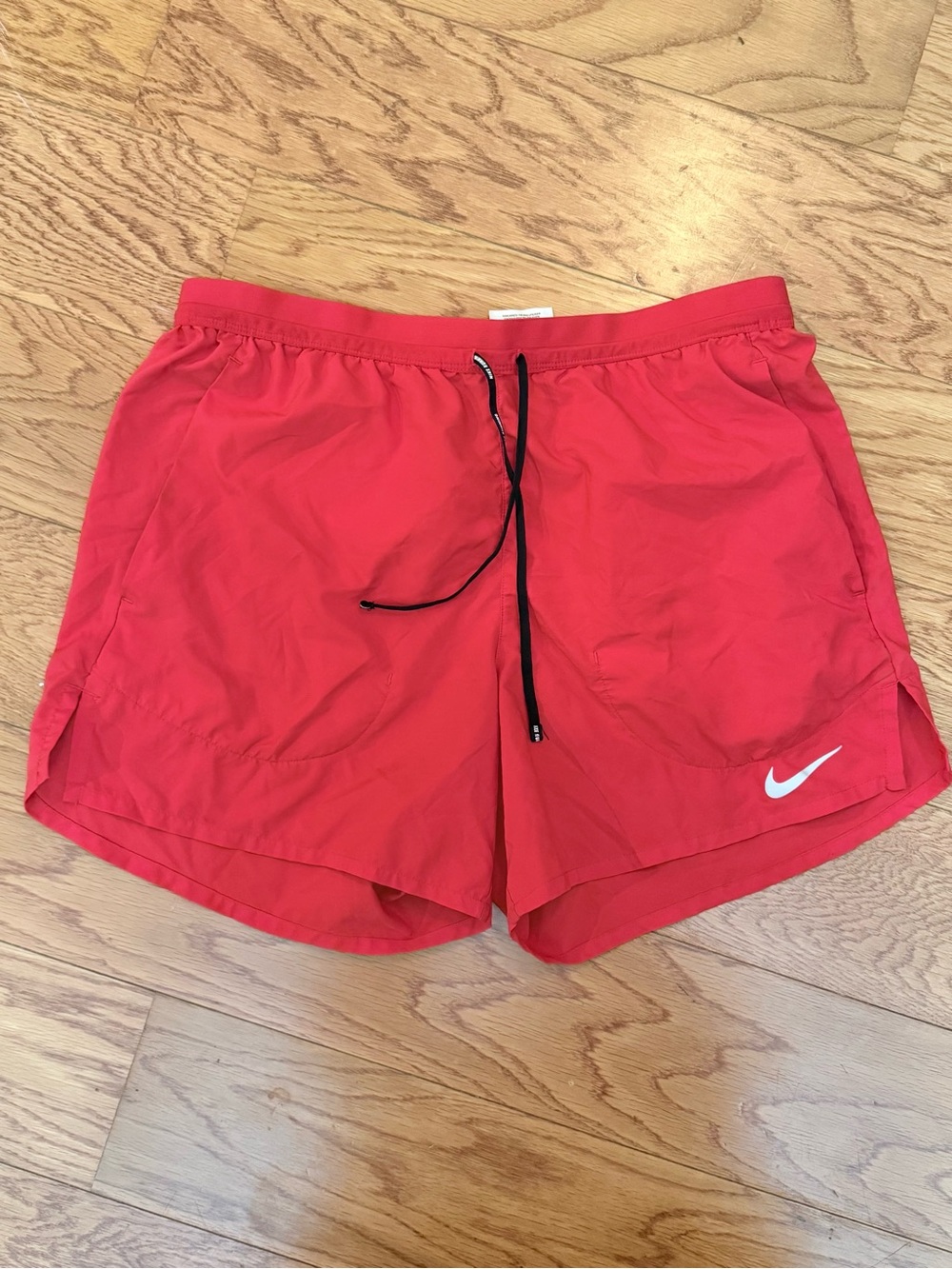 Nike Men’s Red Athletic Running Shorts with Black Drawstring